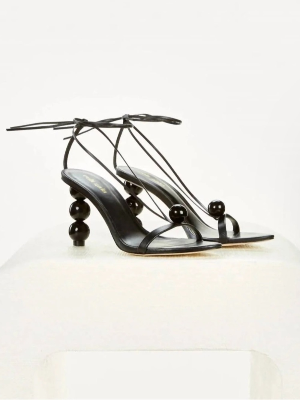 cult gaia Black Beaded Heel Strappy Sandals - Picture 1 of 5